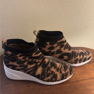 Alex Marie Black and Brown Patterned Women's Sneakers